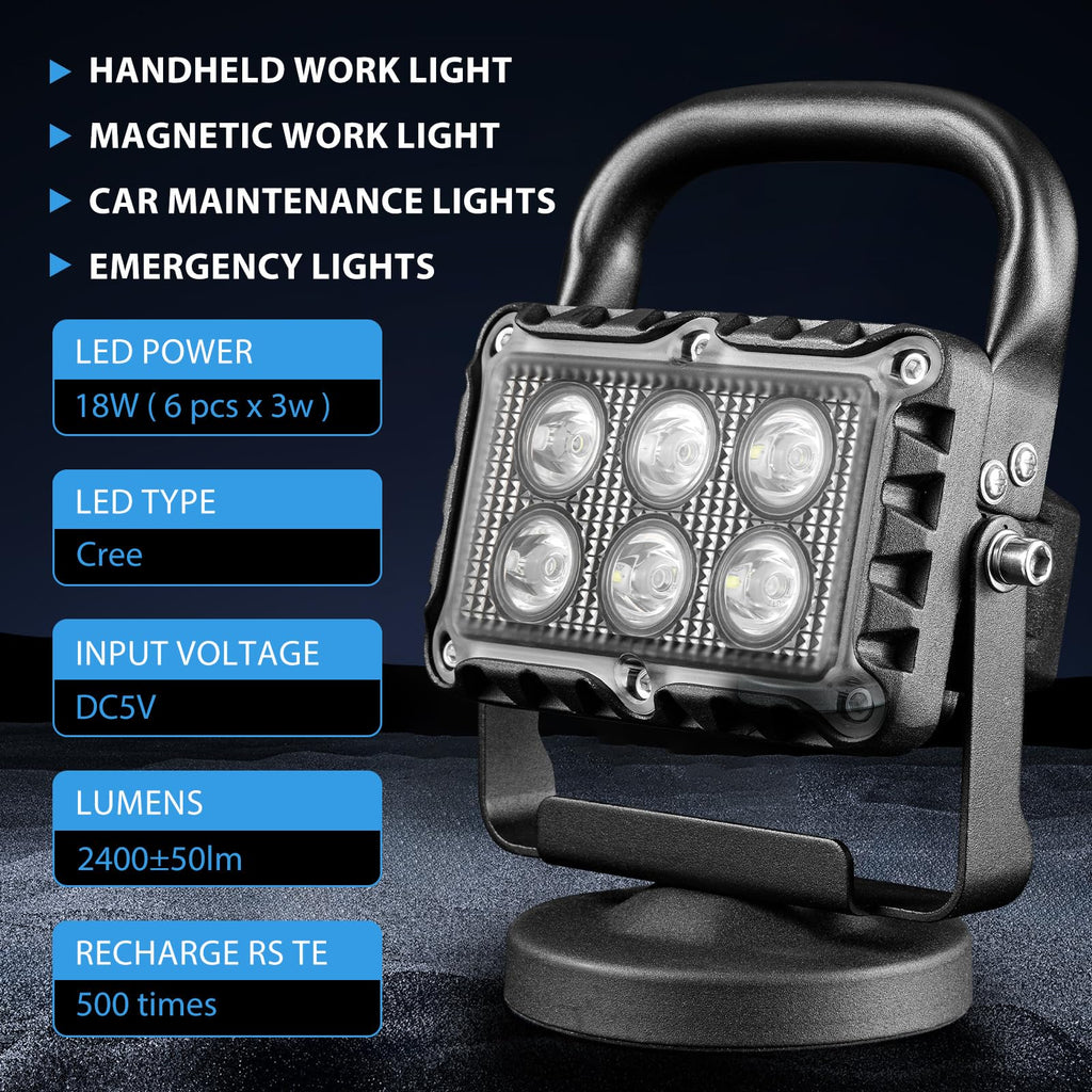 18W LED Work Light 2400 Lumens Aluminum Alloy Magnetic Portable Waterproof X3501