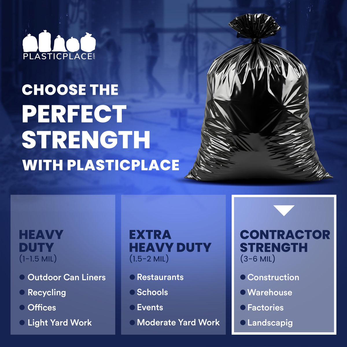 Black Heavy Duty 40-45 Gallon Trash Bags 3.0 Mil 50 Count Y218