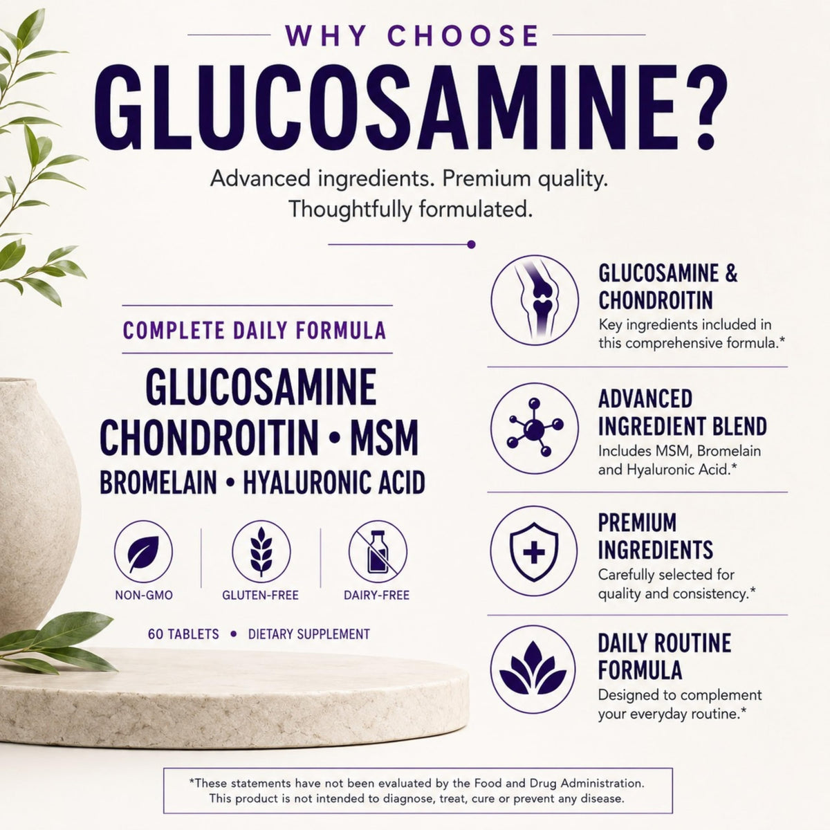 Glucosamine Chondroitin MSM Dietary Supplement 60 Tablets P658