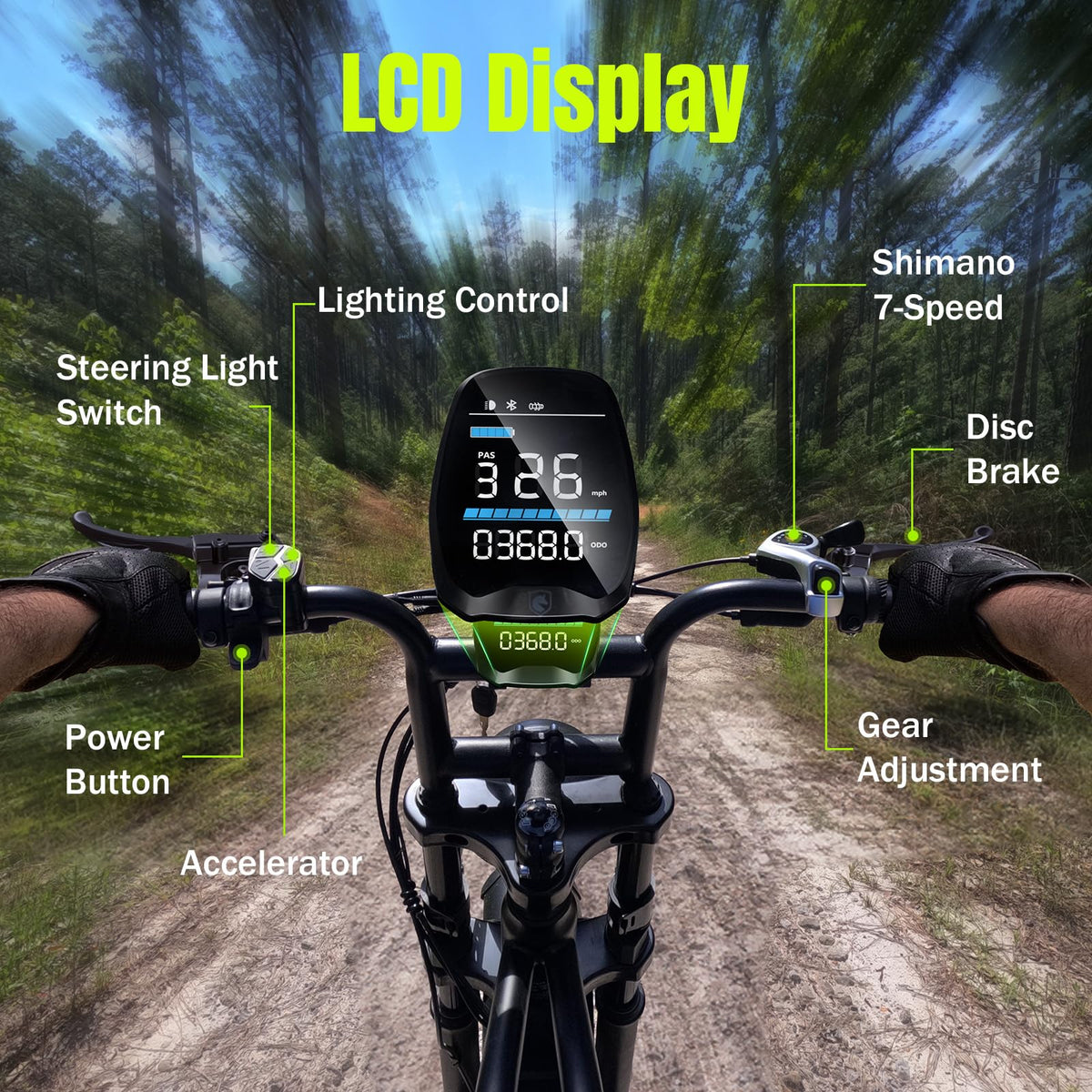 Electric Bike 48V 15Ah Battery 1500W Peak Motor 20 * 4.0 Fat Tire N53241