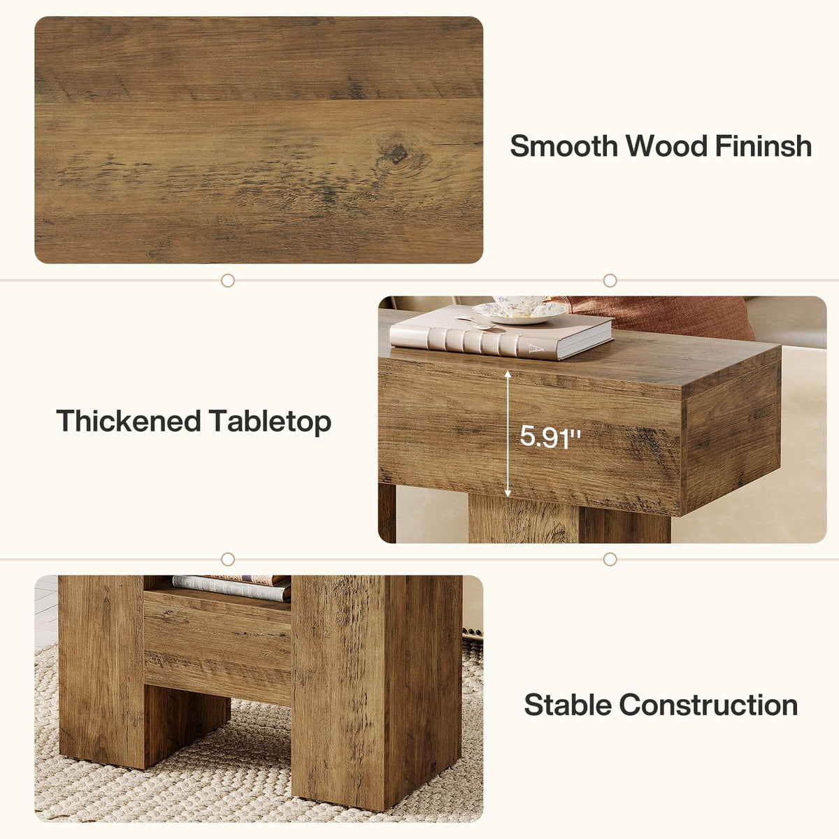 2-Tier Narrow Side Table with Storage Shelf U861
