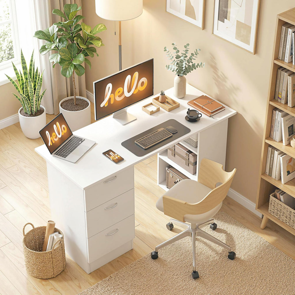White Computer Desk with Drawers F742956