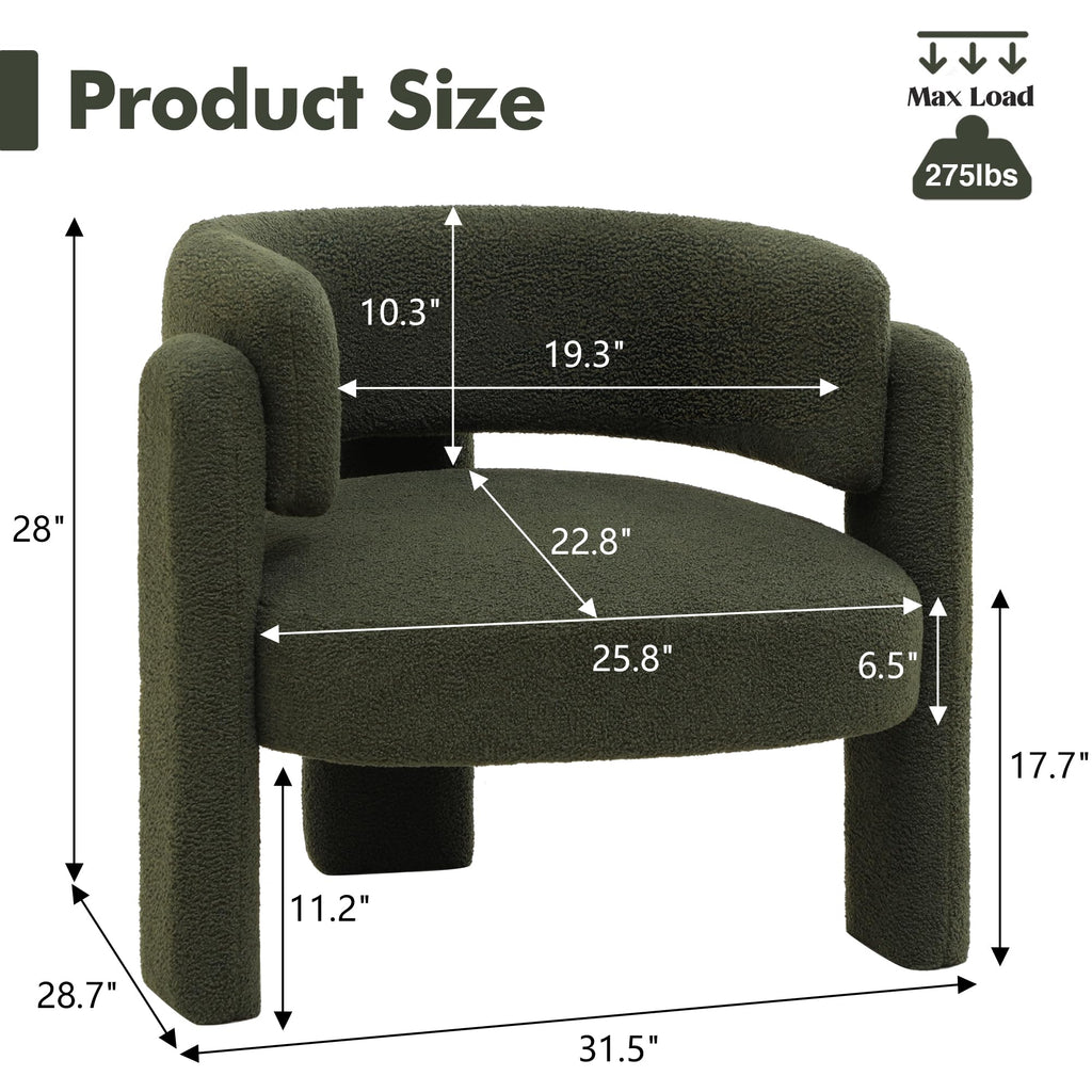 Sherpa Barrel Accent Chairs Set of 2 Olive Green U9652