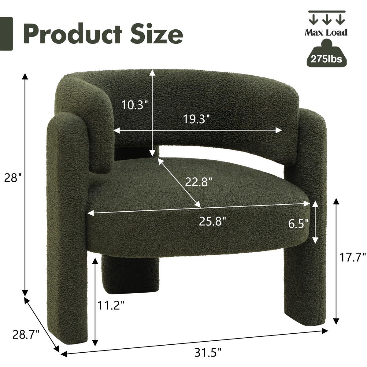 Sherpa Barrel Accent Chairs Set of 2 Olive Green U9652