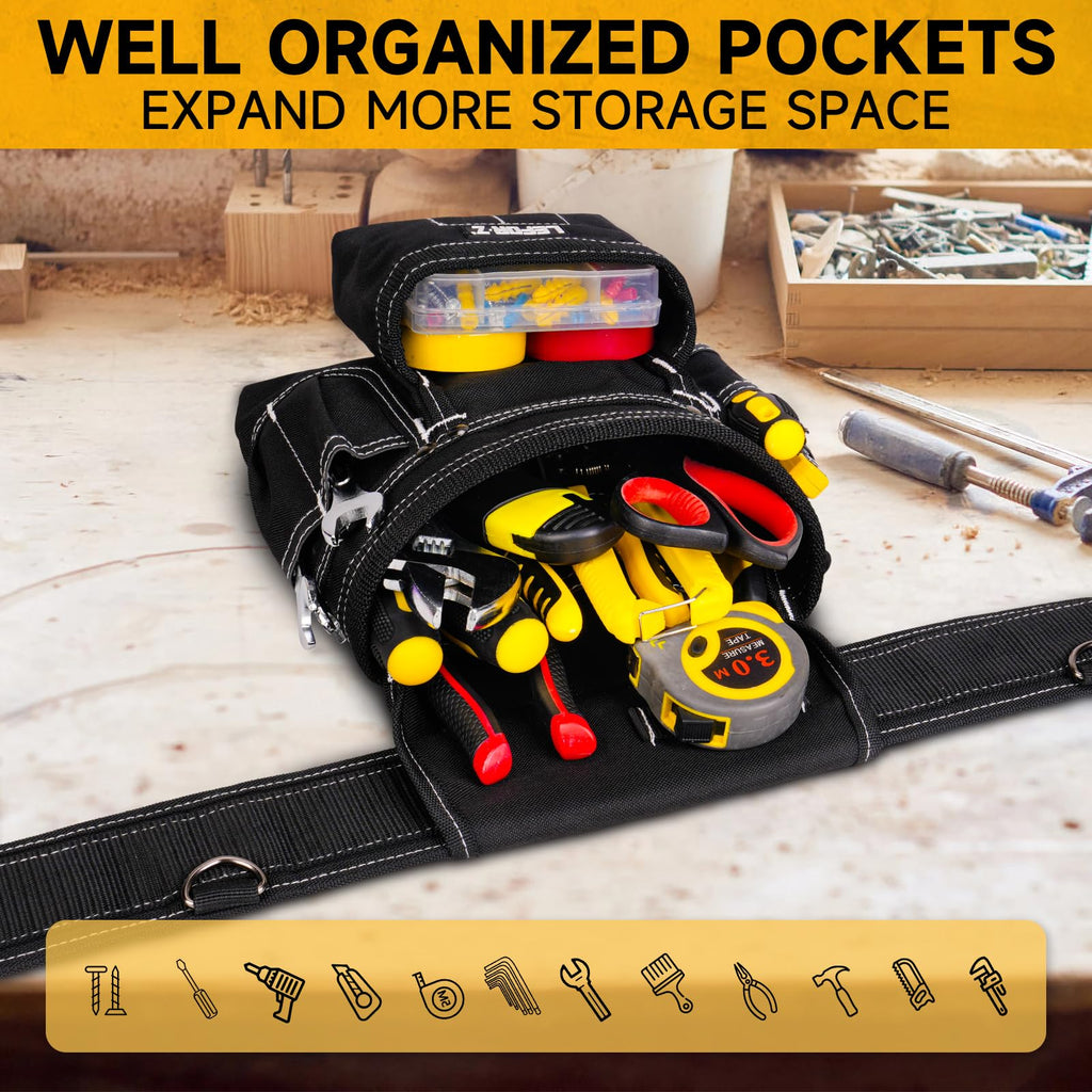 Tool Belt with 4 D-Rings, 27-Pockets K9233