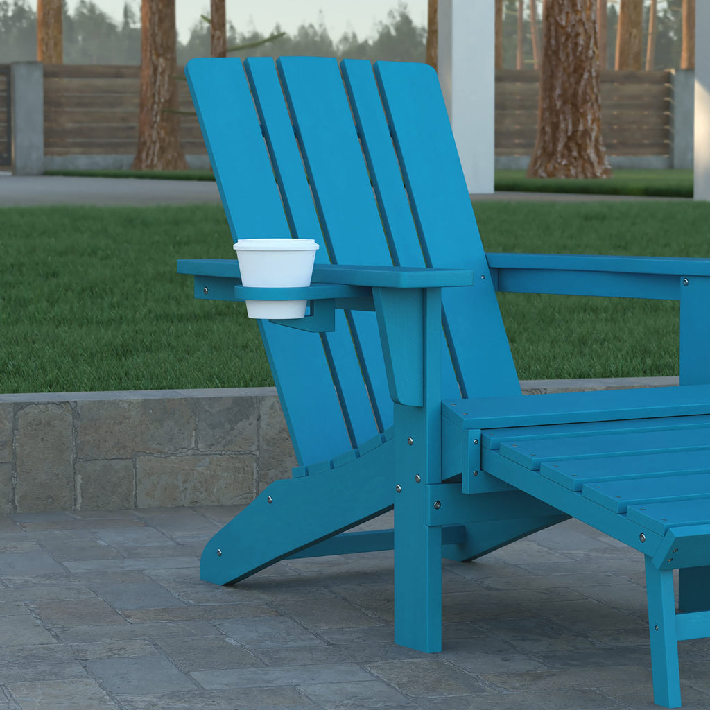 Blue Adirondack Lounge Chair with Ottoman J898304