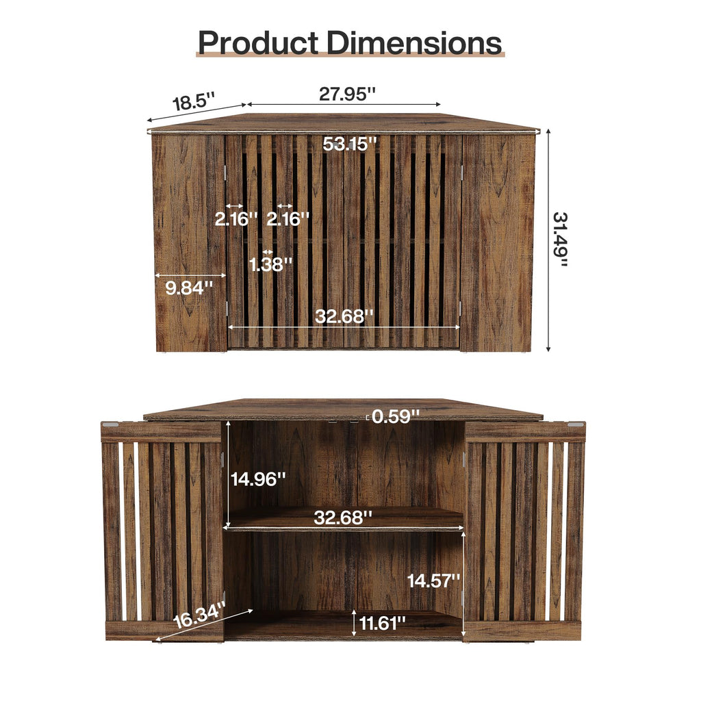 53" Farmhouse Corner TV Stand with Storage M3234
