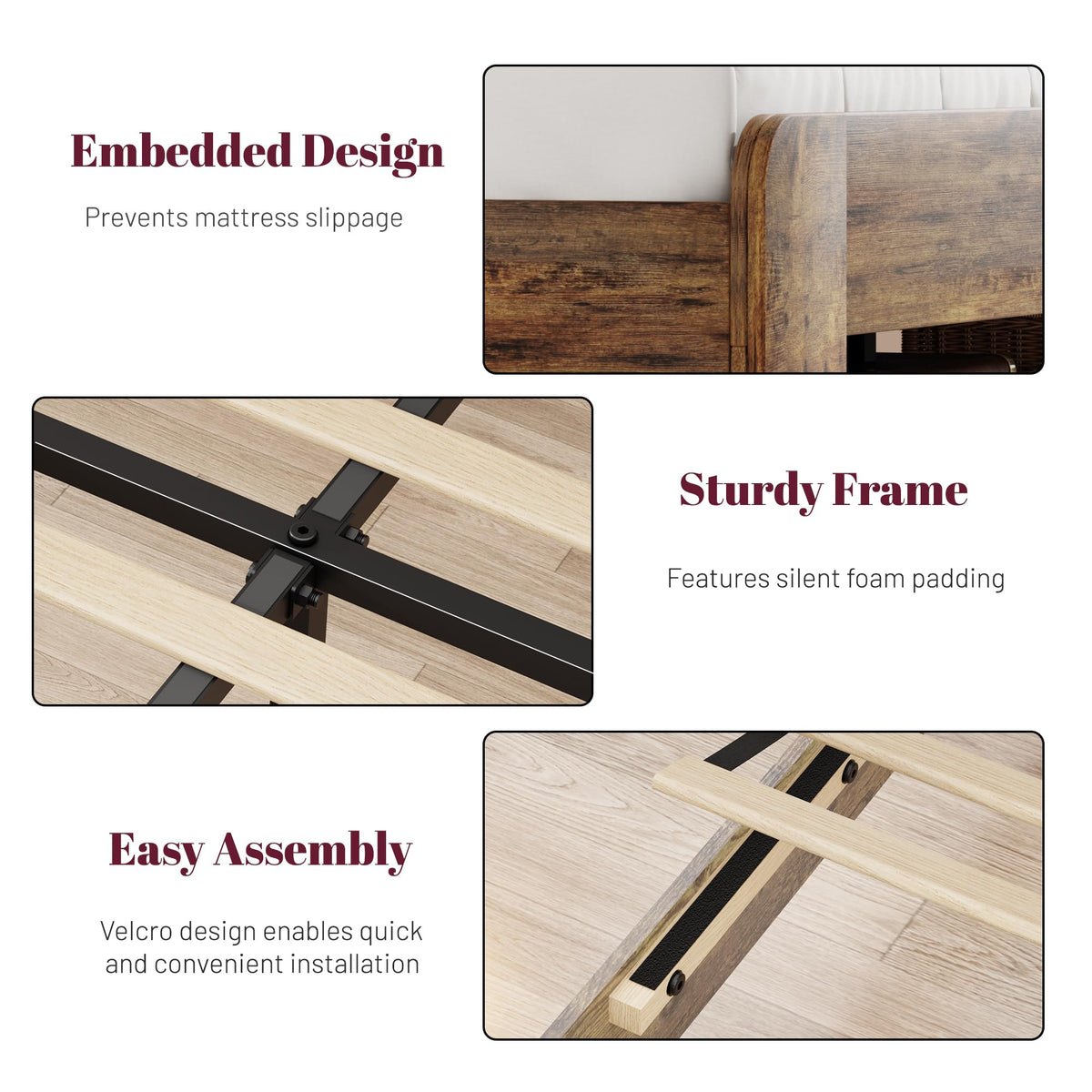 Queen Bed Frame with Storage Headboard and Charging Station J251