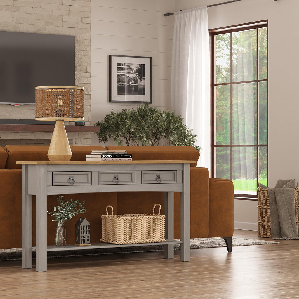 Solid Wood Console Table with 3 Drawers I906