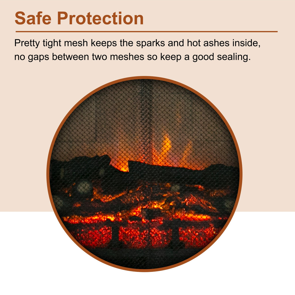 Black Matte Fireplace Mesh Screen Curtain U948004