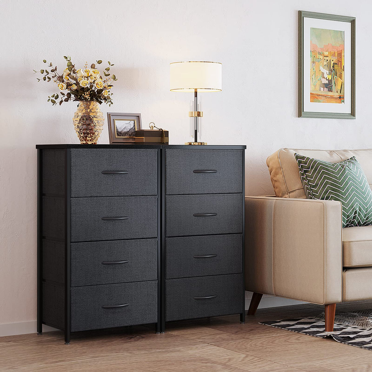 Black 4 Drawer Small Dresser G3438