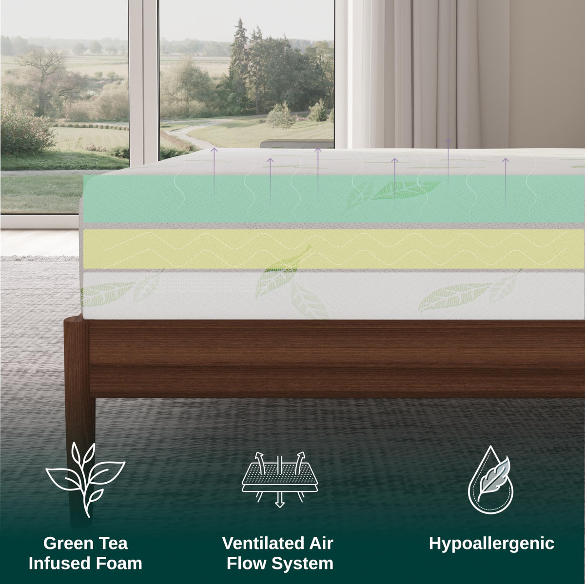 Twin Size 6 Inch Green Tea Memory Foam Mattress D323