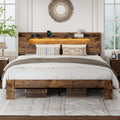 Queen Bed Frame with Storage Headboard and Charging Station J251