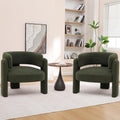 Sherpa Barrel Accent Chairs Set of 2 Olive Green U9652