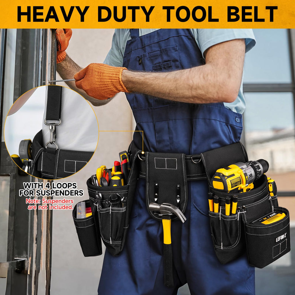 Tool Belt with 4 D-Rings, 27-Pockets K9233