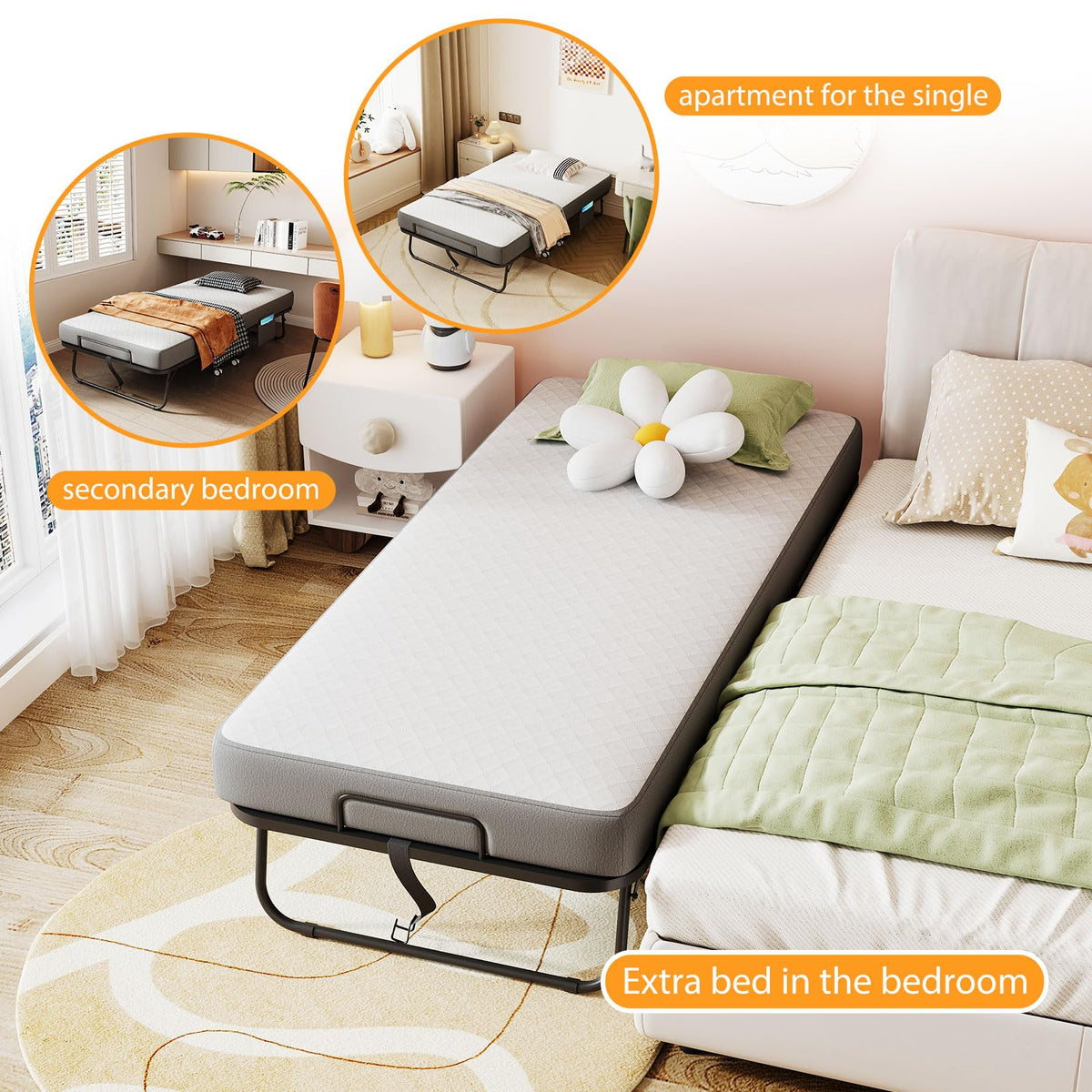 Folding Bed with Memory Foam Mattress M468070