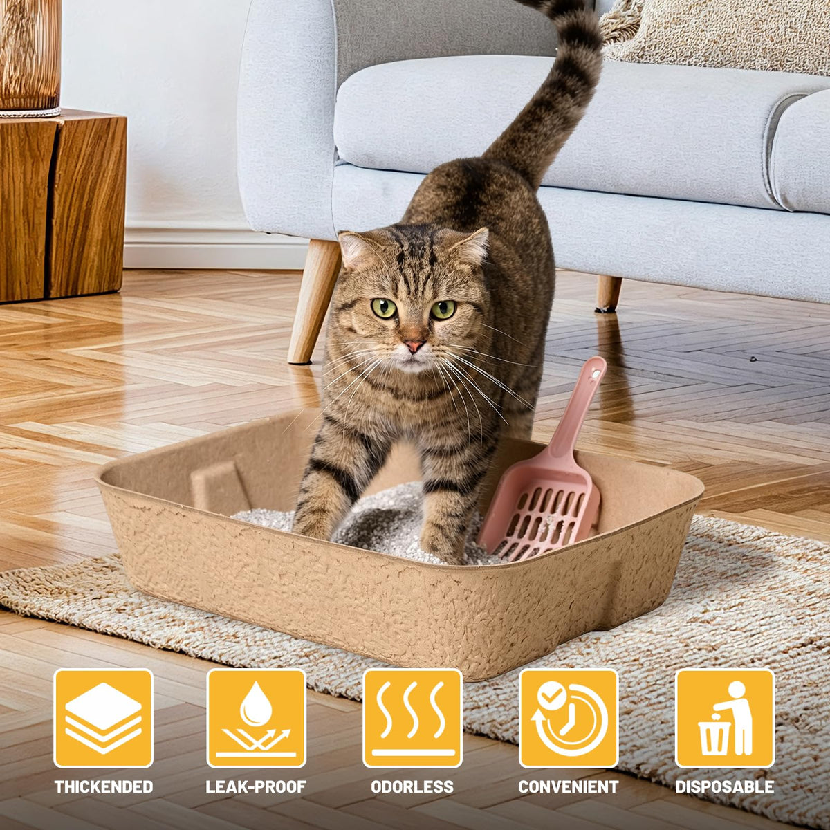 4 Pack Disposable Cardboard Cat Litter Boxes Q6875