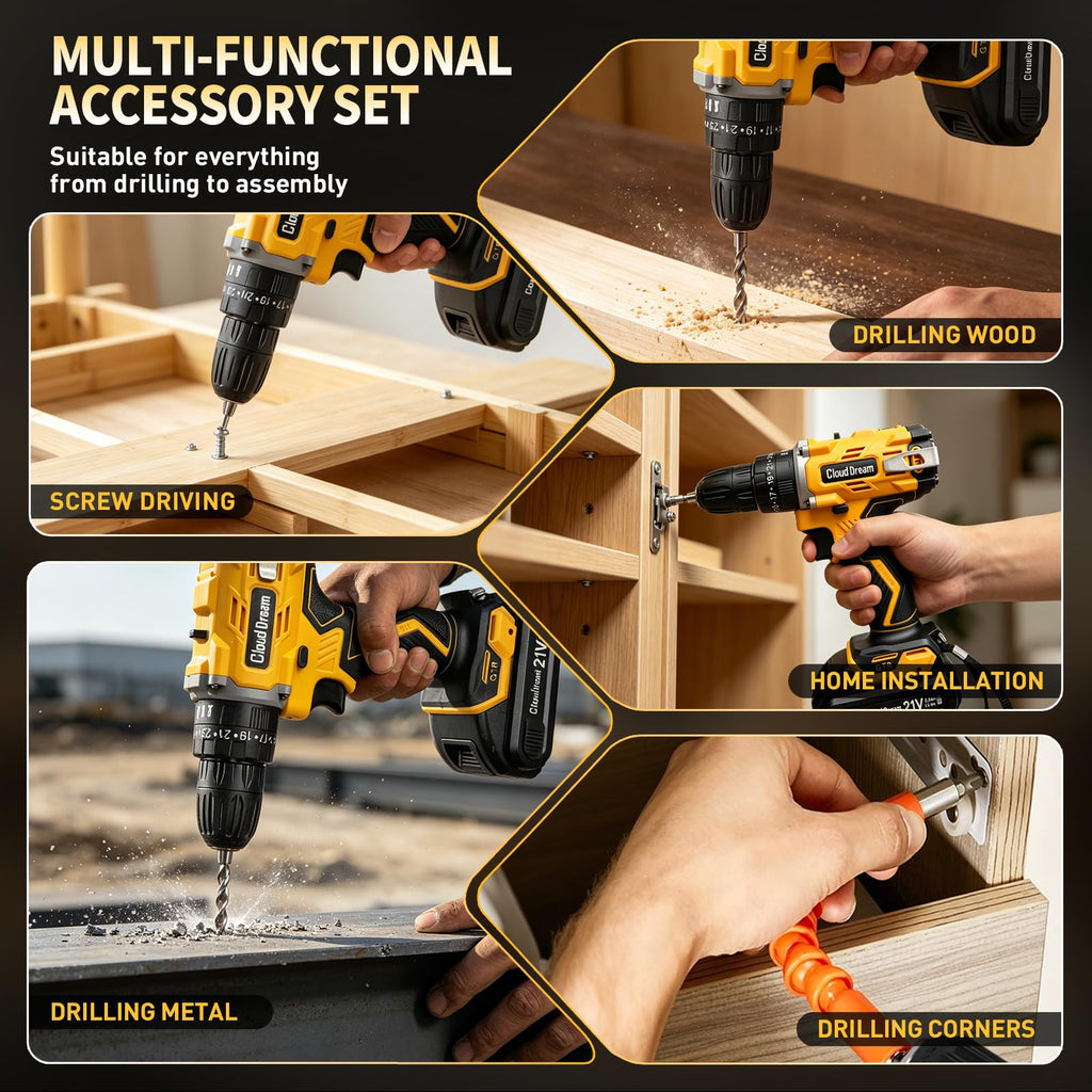 21V Cordless Drill Set with 2 Batteries and Charger J173277
