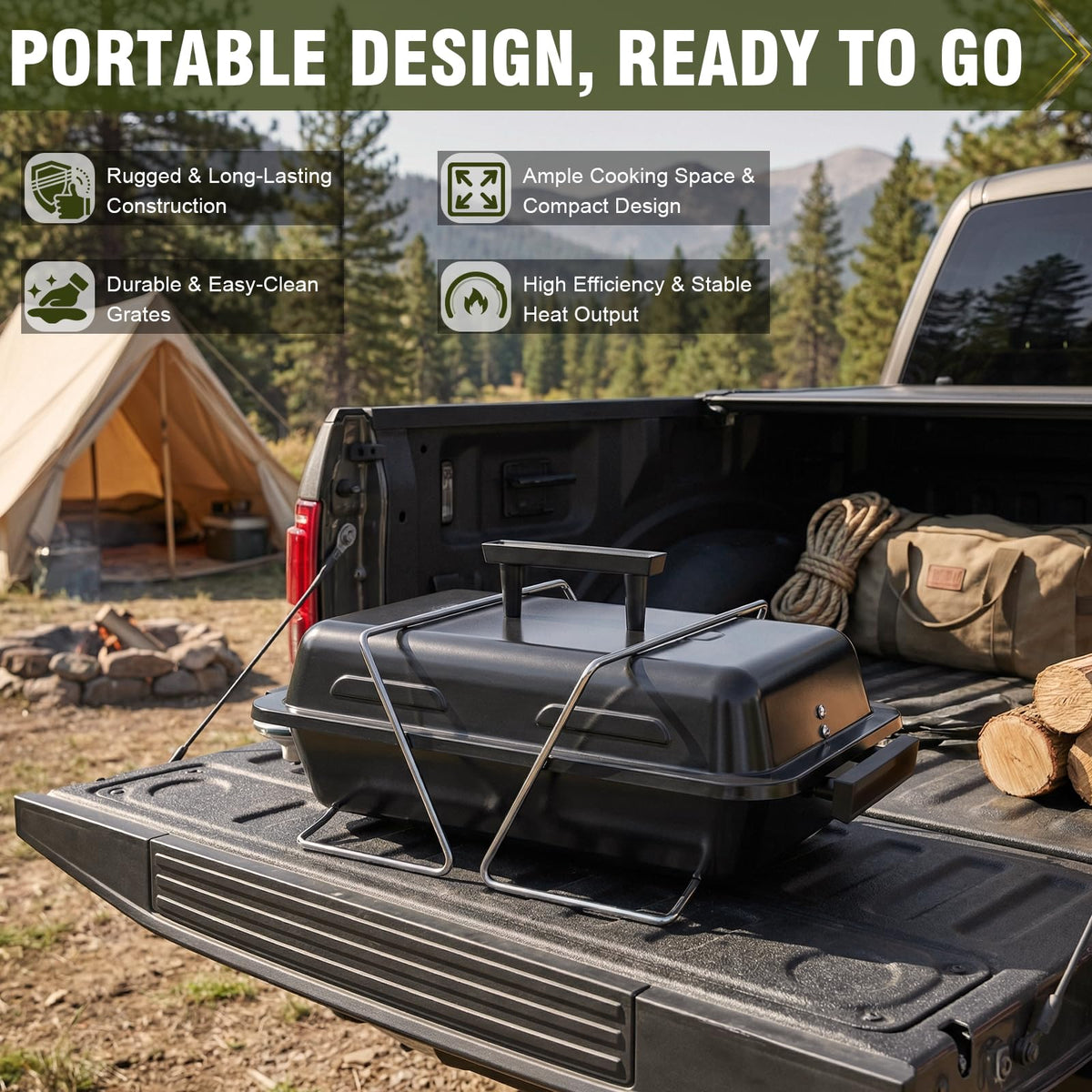Portable Propane Gas Grill with Foldable Legs K697350
