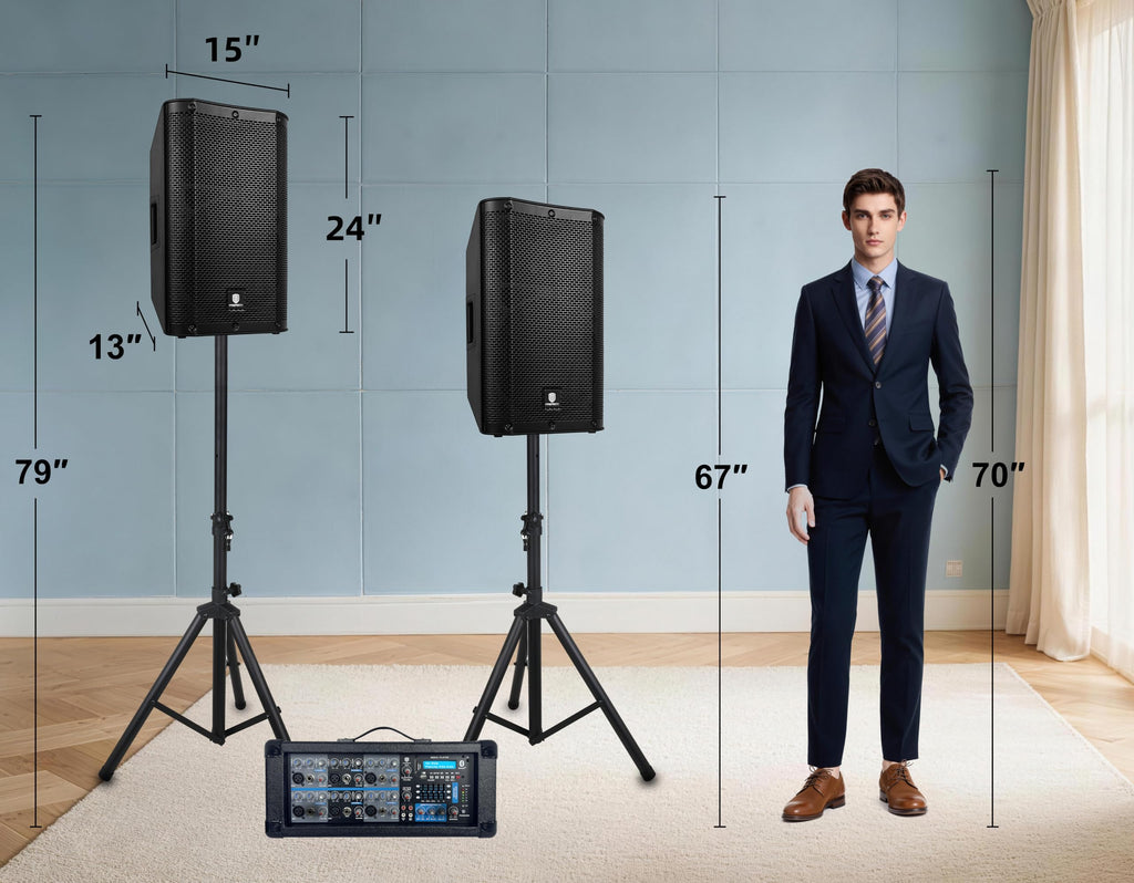 2000W Bluetooth PA Speaker System with 6-Channel Powered Mixer M757