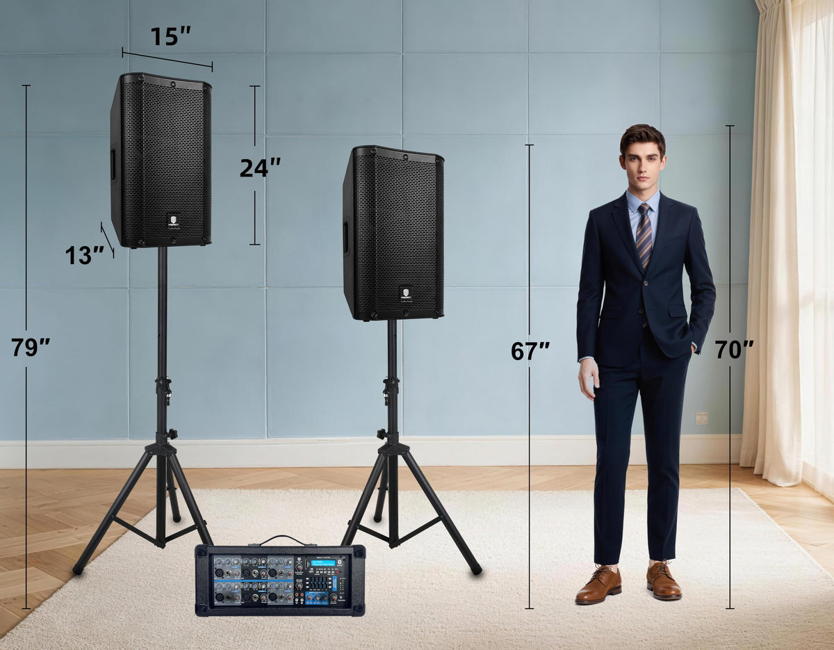 2000W Bluetooth PA Speaker System with 6-Channel Powered Mixer M757