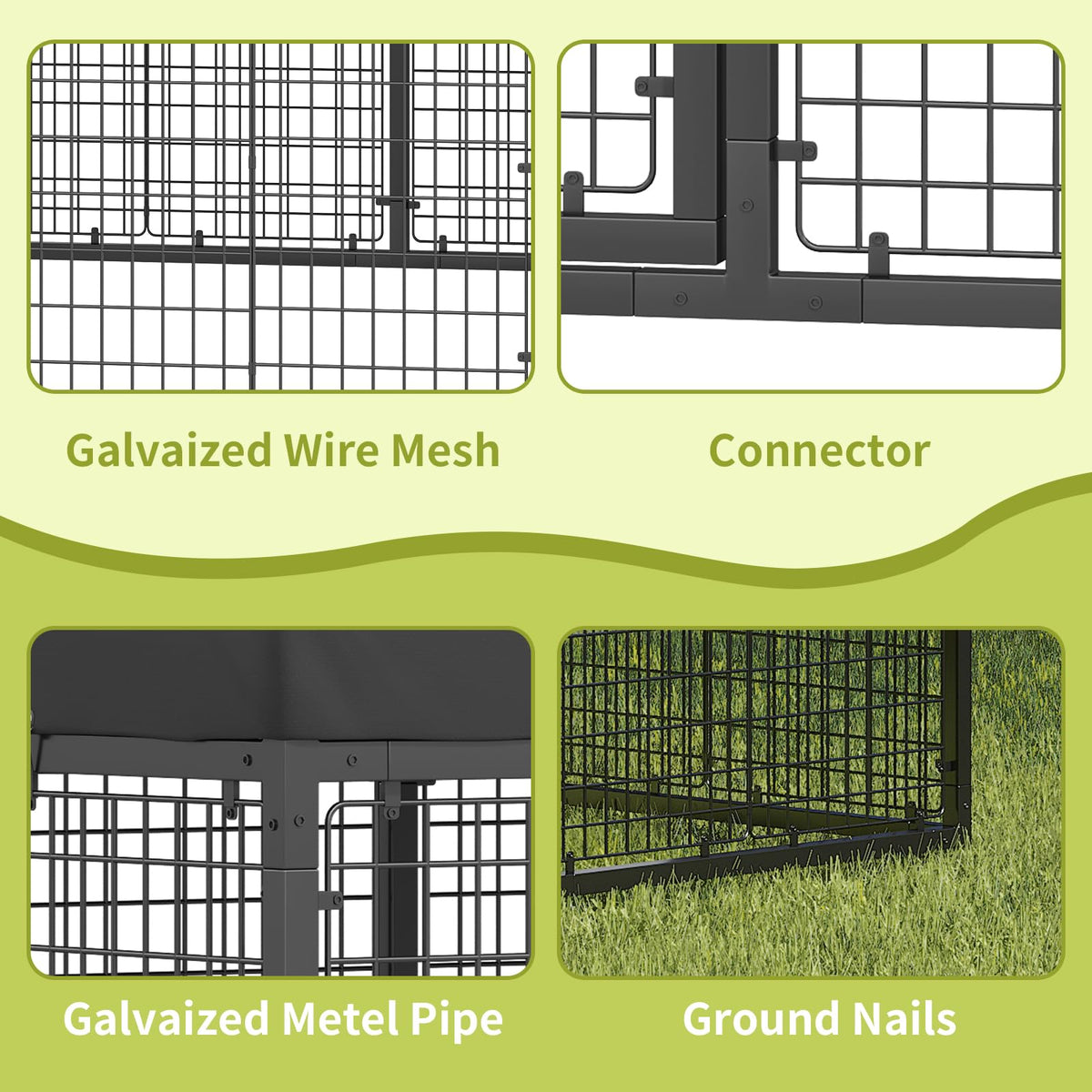 Large Outdoor Dog Enclosure with Roof H3968