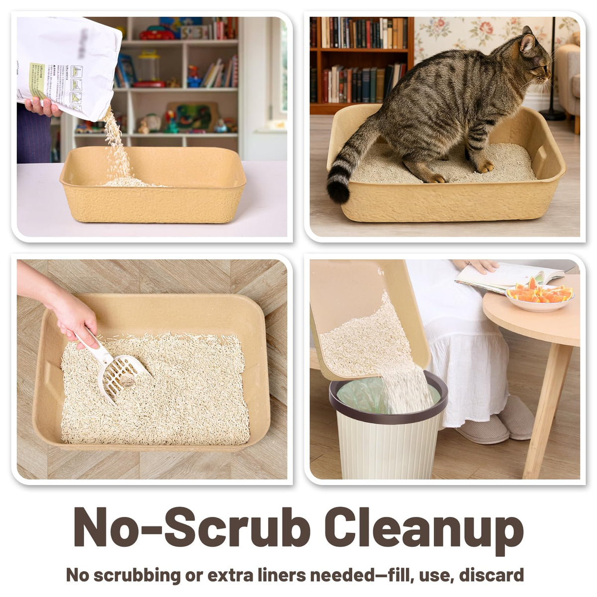 4 Pack Disposable Cardboard Cat Litter Boxes Q6875