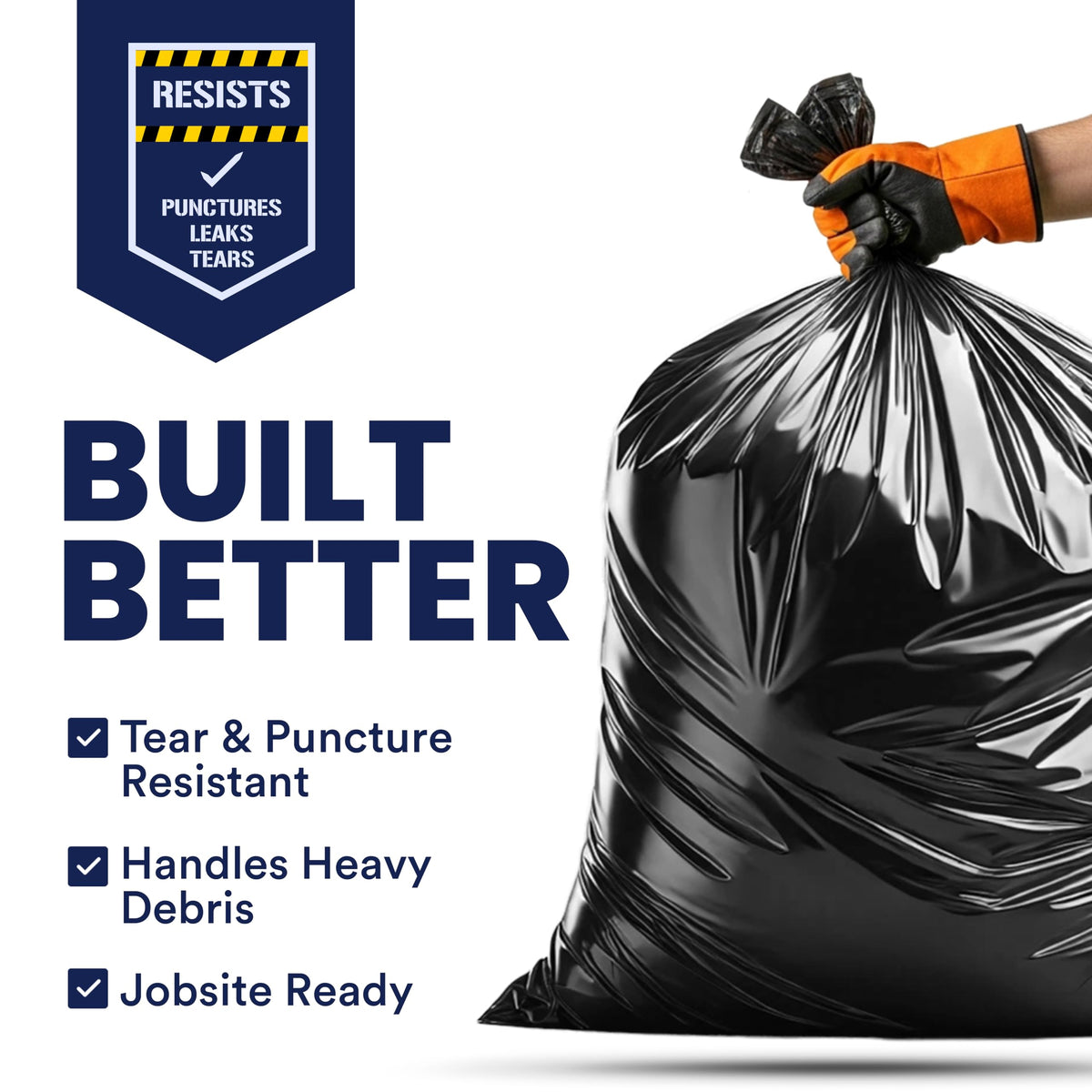 Black Heavy Duty 40-45 Gallon Trash Bags 3.0 Mil 50 Count Y218