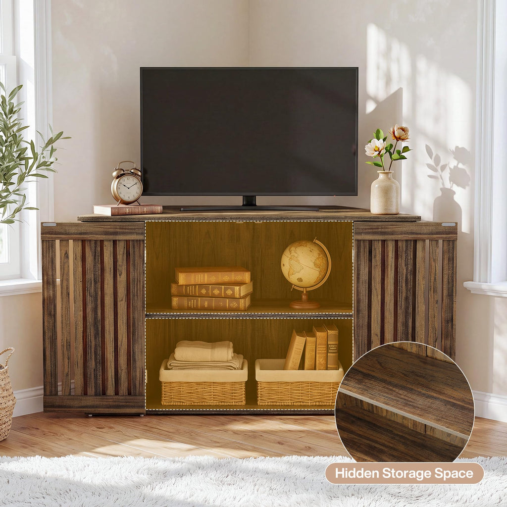 53" Farmhouse Corner TV Stand with Storage M3234
