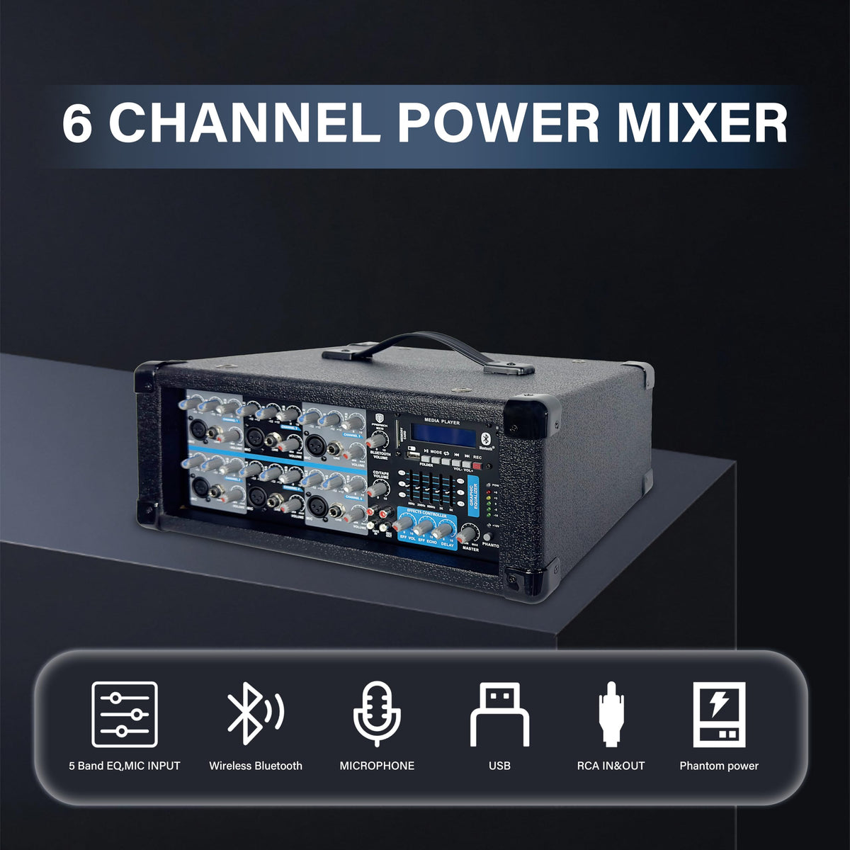 2000W Bluetooth PA Speaker System with 6-Channel Powered Mixer M757