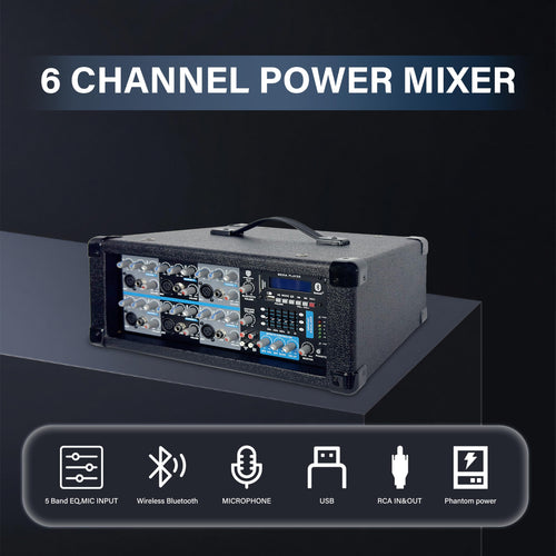 2000W Bluetooth PA Speaker System with 6-Channel Powered Mixer M757