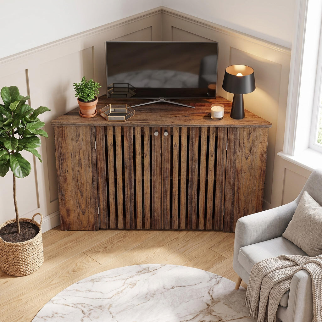 53" Farmhouse Corner TV Stand with Storage M3234