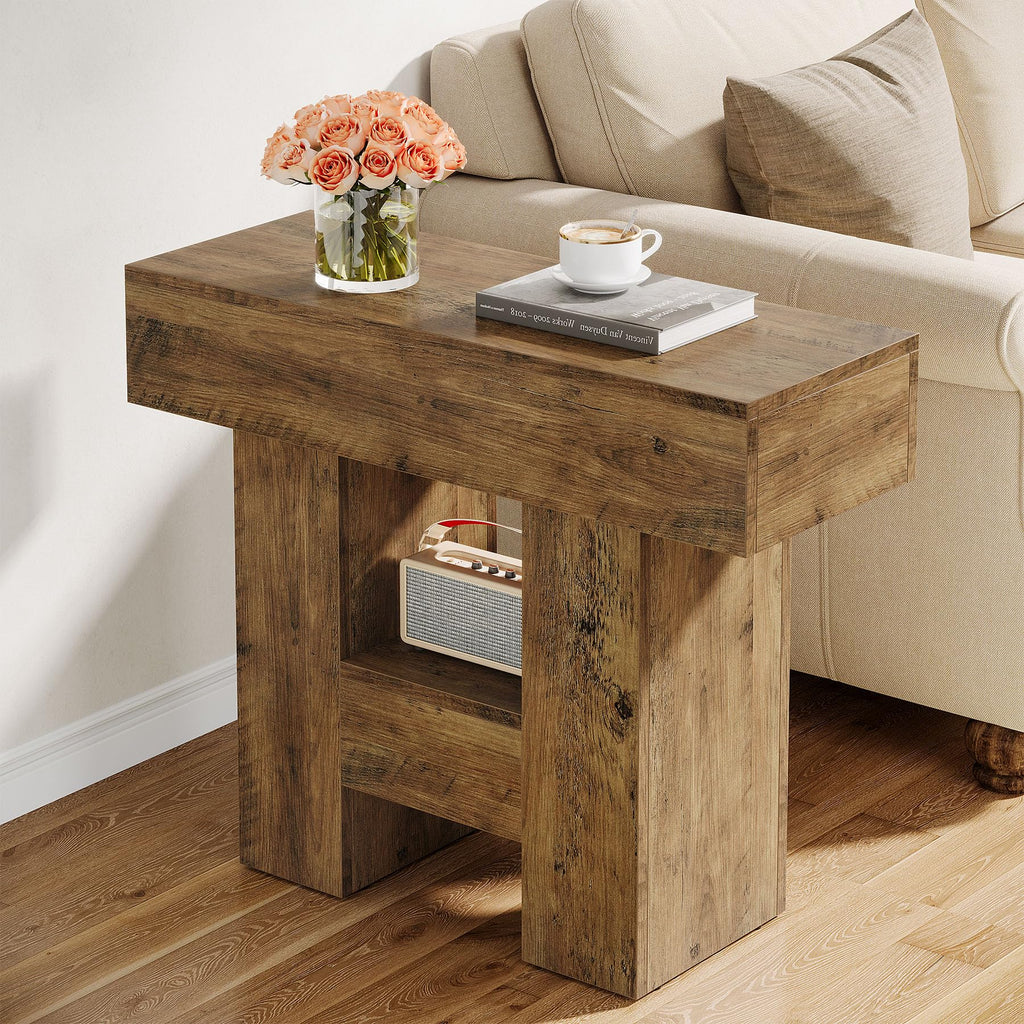 2-Tier Narrow Side Table with Storage Shelf U861