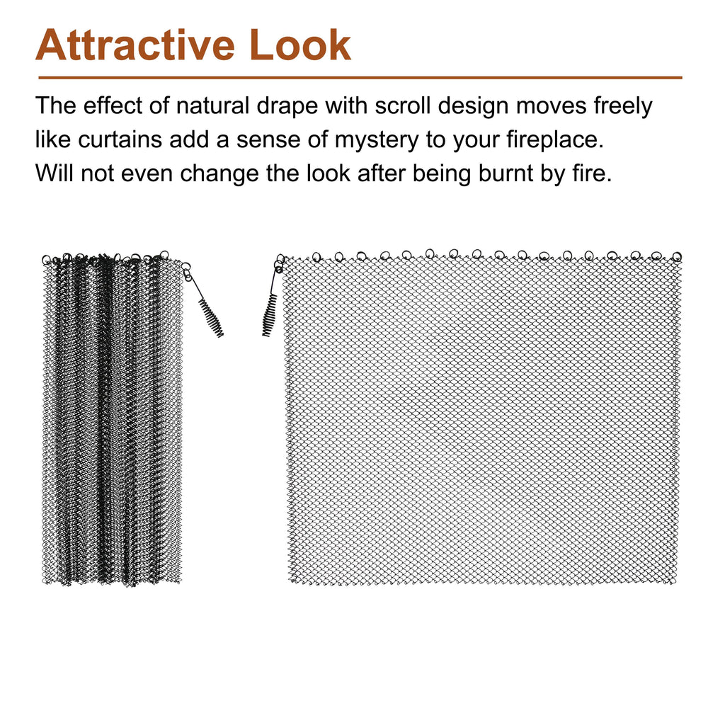 Black Matte Fireplace Mesh Screen Curtain U948004