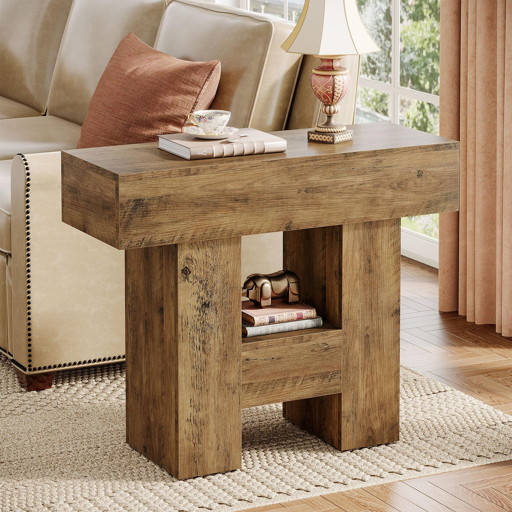 2-Tier Narrow Side Table with Storage Shelf U861
