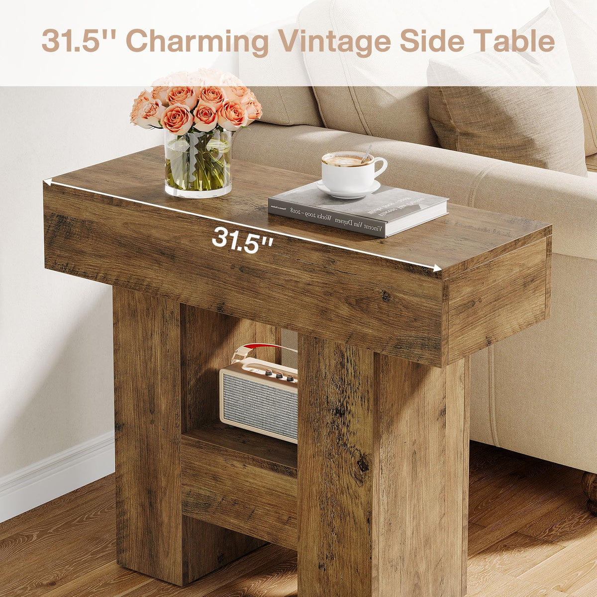 2-Tier Narrow Side Table with Storage Shelf U861