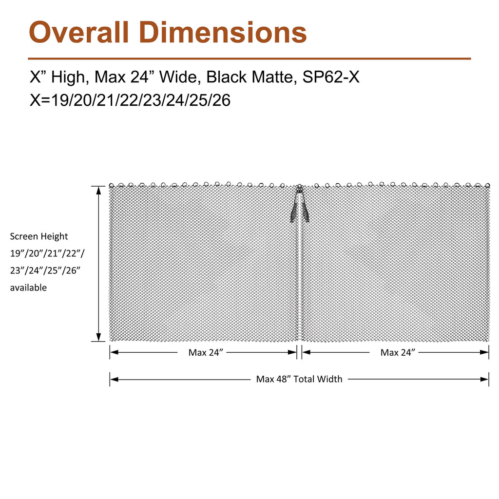 Black Matte Fireplace Mesh Screen Curtain U948004