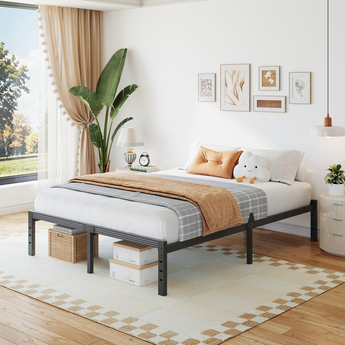 14 Inch Metal Platform Full Bed Frame with Storage Z82563