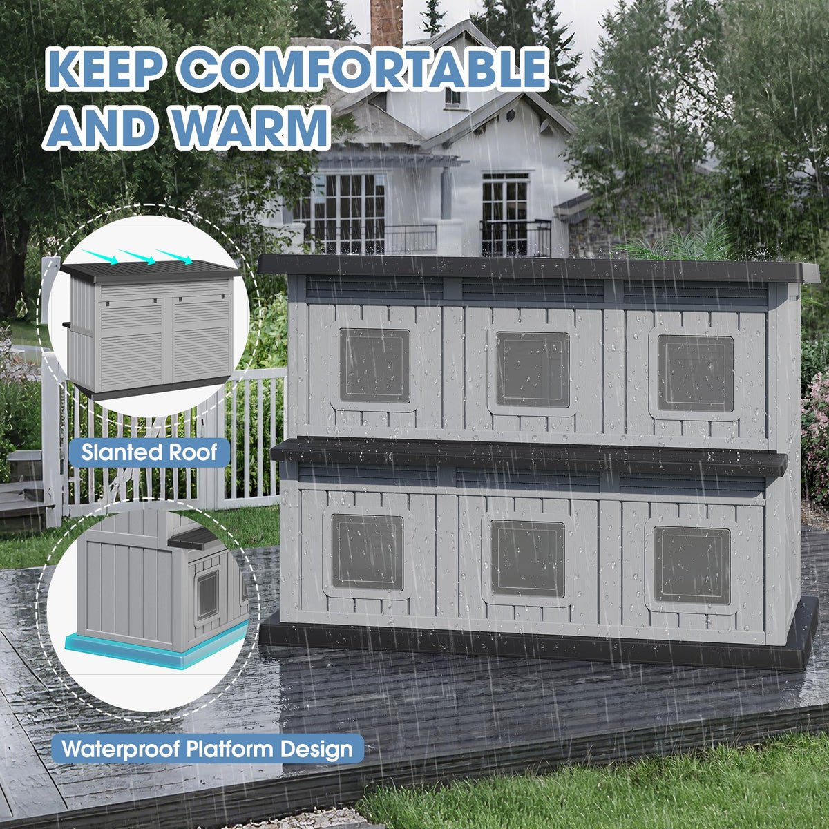 Weatherproof Insulated Outdoor Cat House K550598