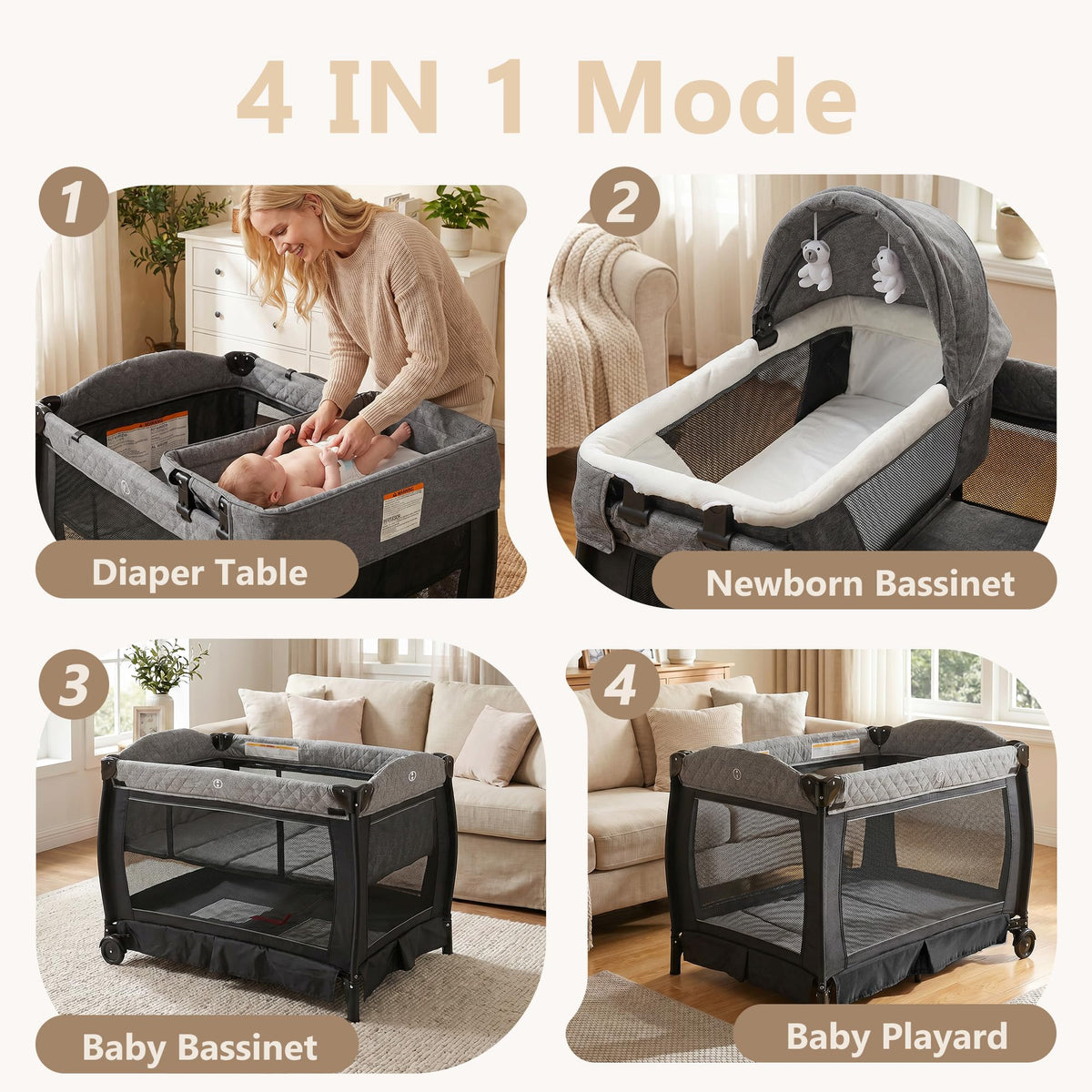 4 in 1 Black Baby Playard N259