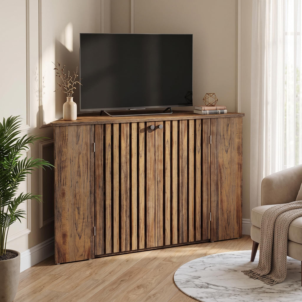 53" Farmhouse Corner TV Stand with Storage M3234