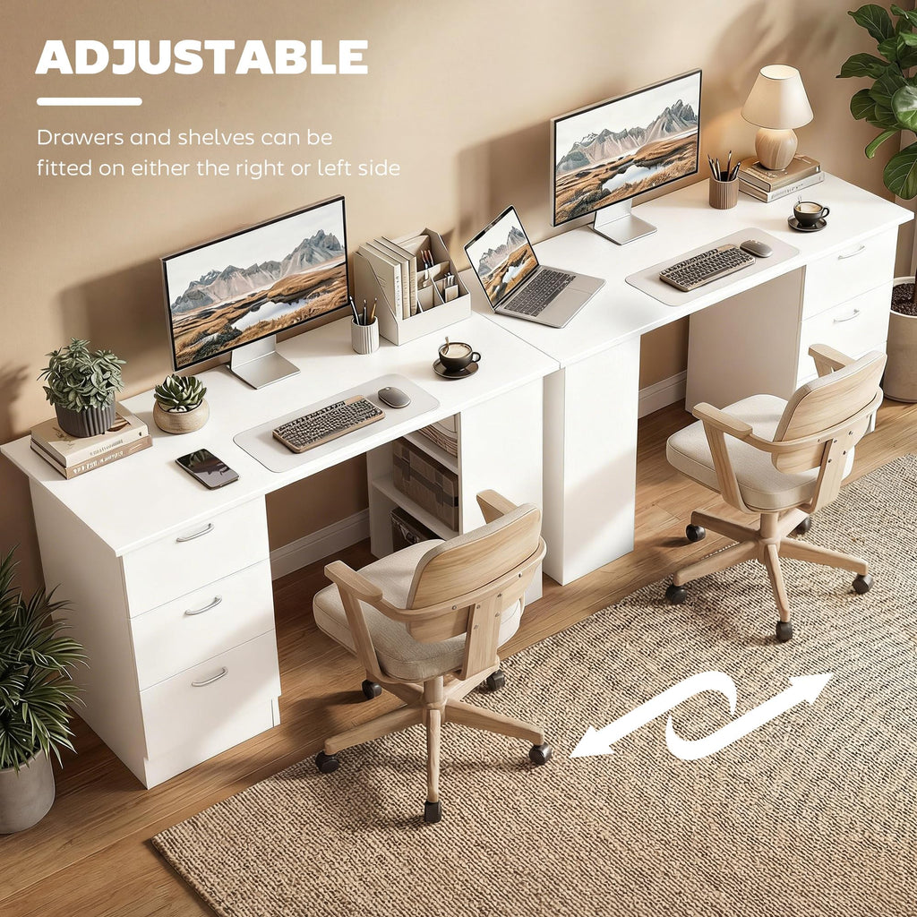 White Computer Desk with Drawers F742956