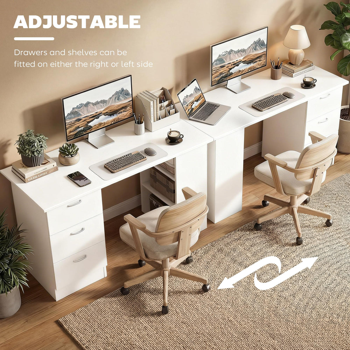 White Computer Desk with Drawers F742956