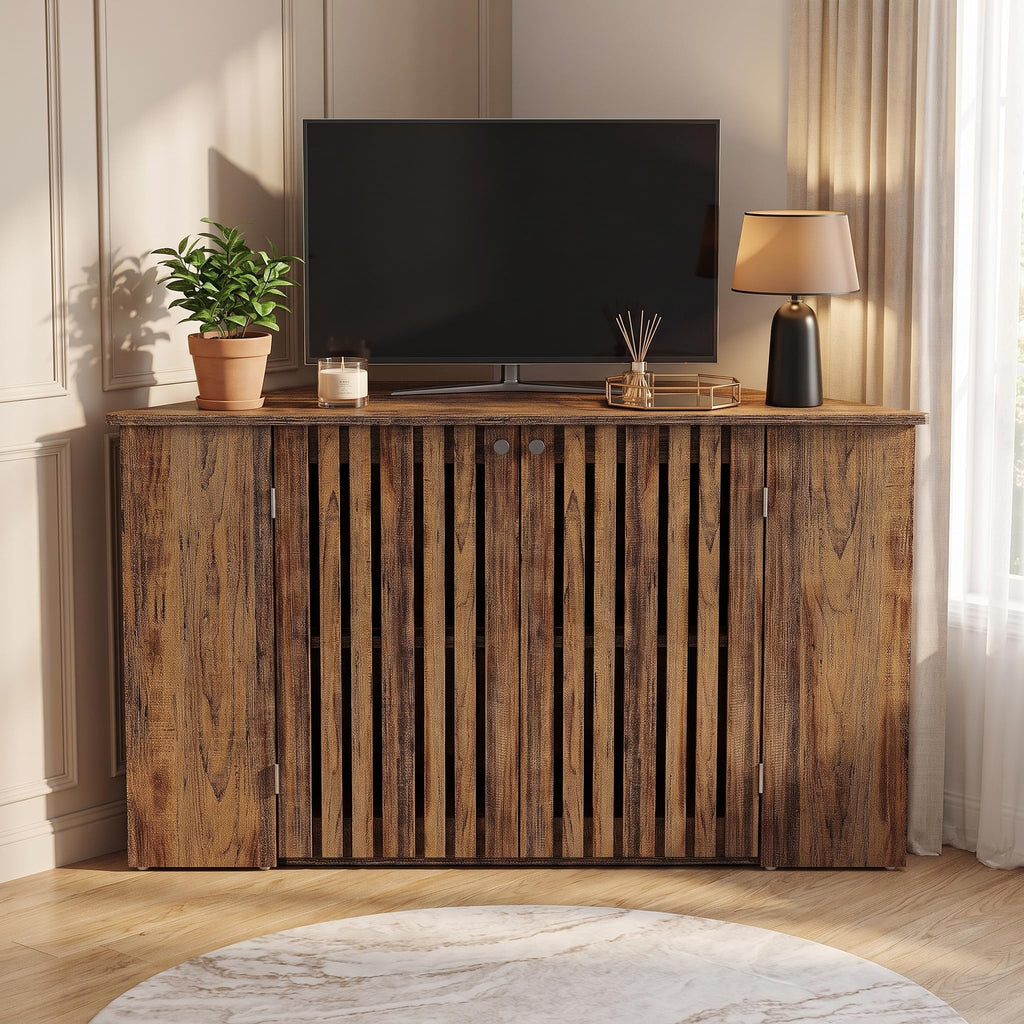 53" Farmhouse Corner TV Stand with Storage M3234